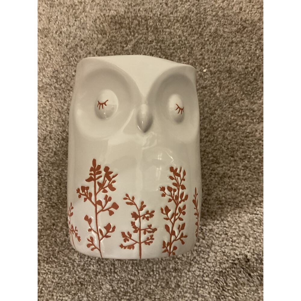 Bath & Body Works White Owl 3 Wick Candle Holder Ceramic Fall Woodland Decor - Picture 4 of 6